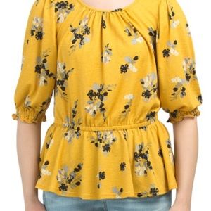 Yellow Peplum Blouse from Melloday